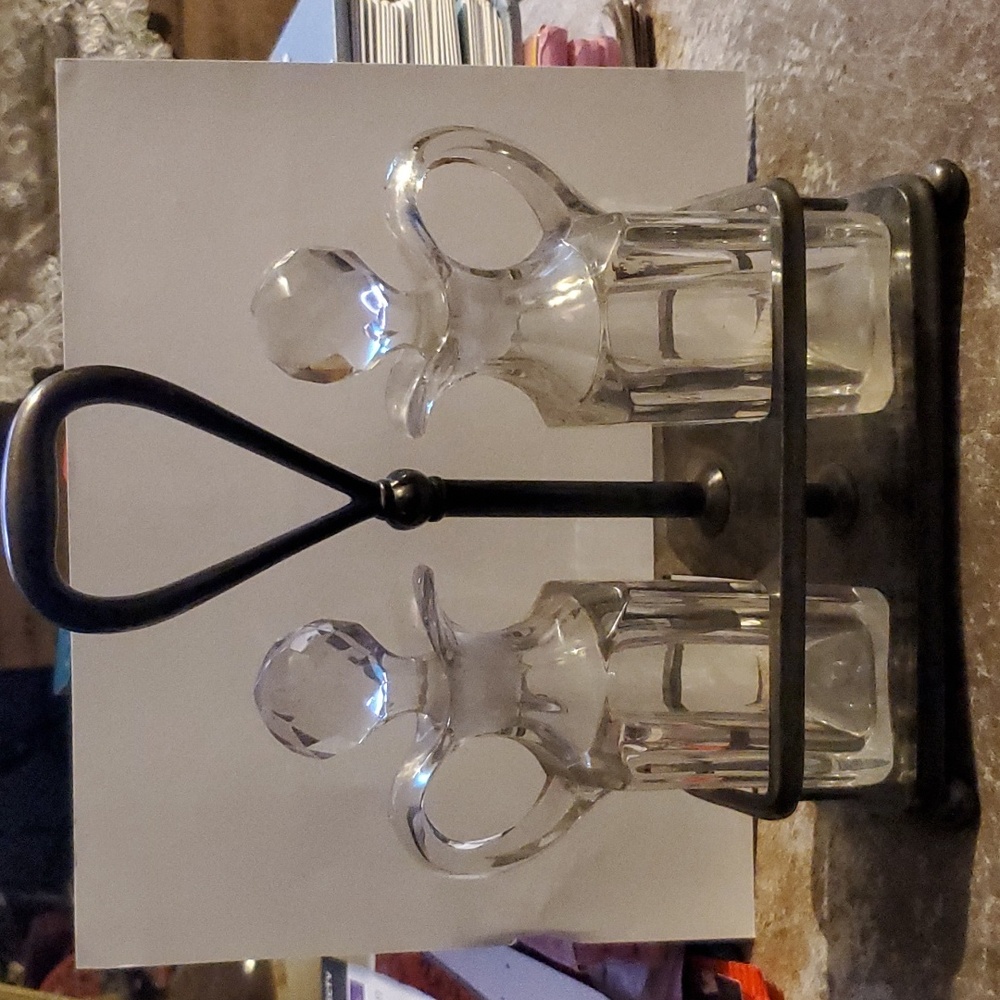 Reed and Barton silver soldered, Oil & Vinaigrette Bottles With Holder